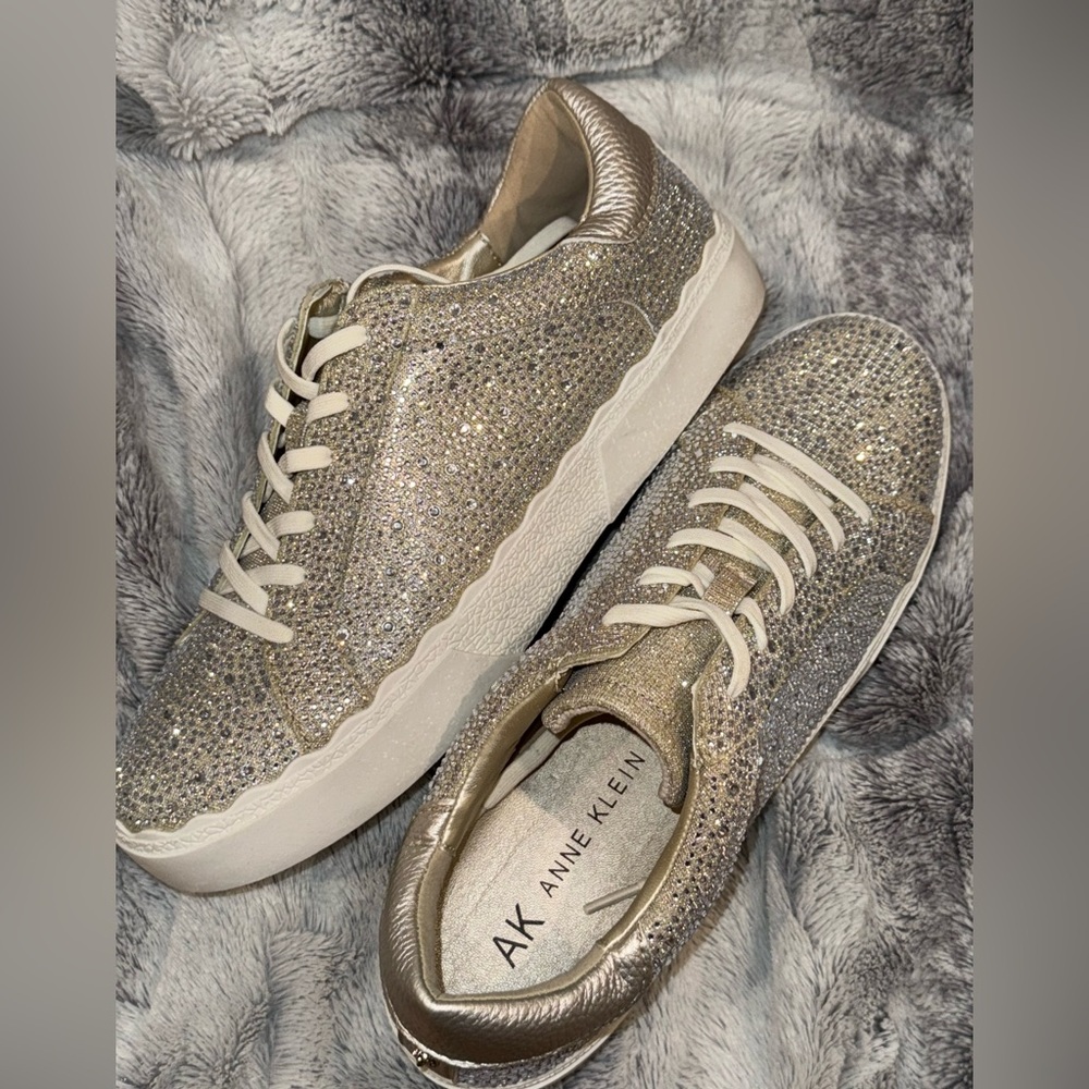 NWB Anne Klein Metallic and Silver Rhinestone Sneakers Sz 9.5 (run small) - Picture 11 of 11